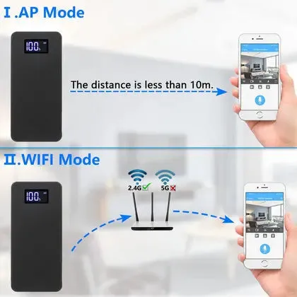 10000mAh Mini Camera Powerbank WiFi – 1080P HD Portable Surveillance with Night Vision for Indoor Use