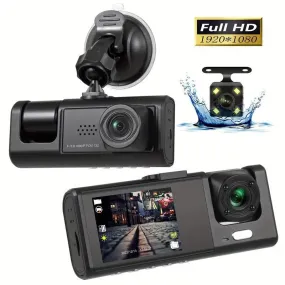1080P 3 Lens Car Dash Cam Camera Recorder 2.0 Inch IPS Screen 170