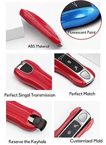 2PCS Glossy Blue Key Fob Cover for Cayenne Panamera 2018-2021/911 Carrera 2020-2021 /Taycan 2020-2021, Remote Key Covers Painted Keyless Entry Key Protectors