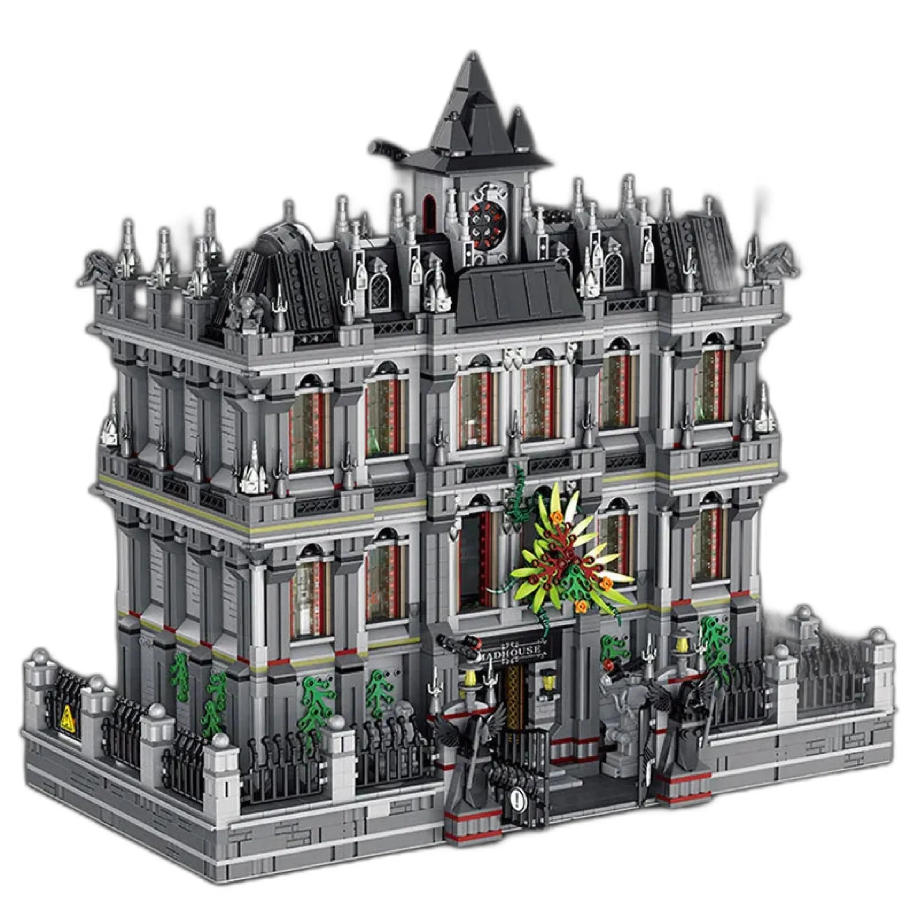 3 Level Lunatic Mad House Lunatic Asylum Hospital Modular City Building Blocks Set with Lighting | General Jim's Toys