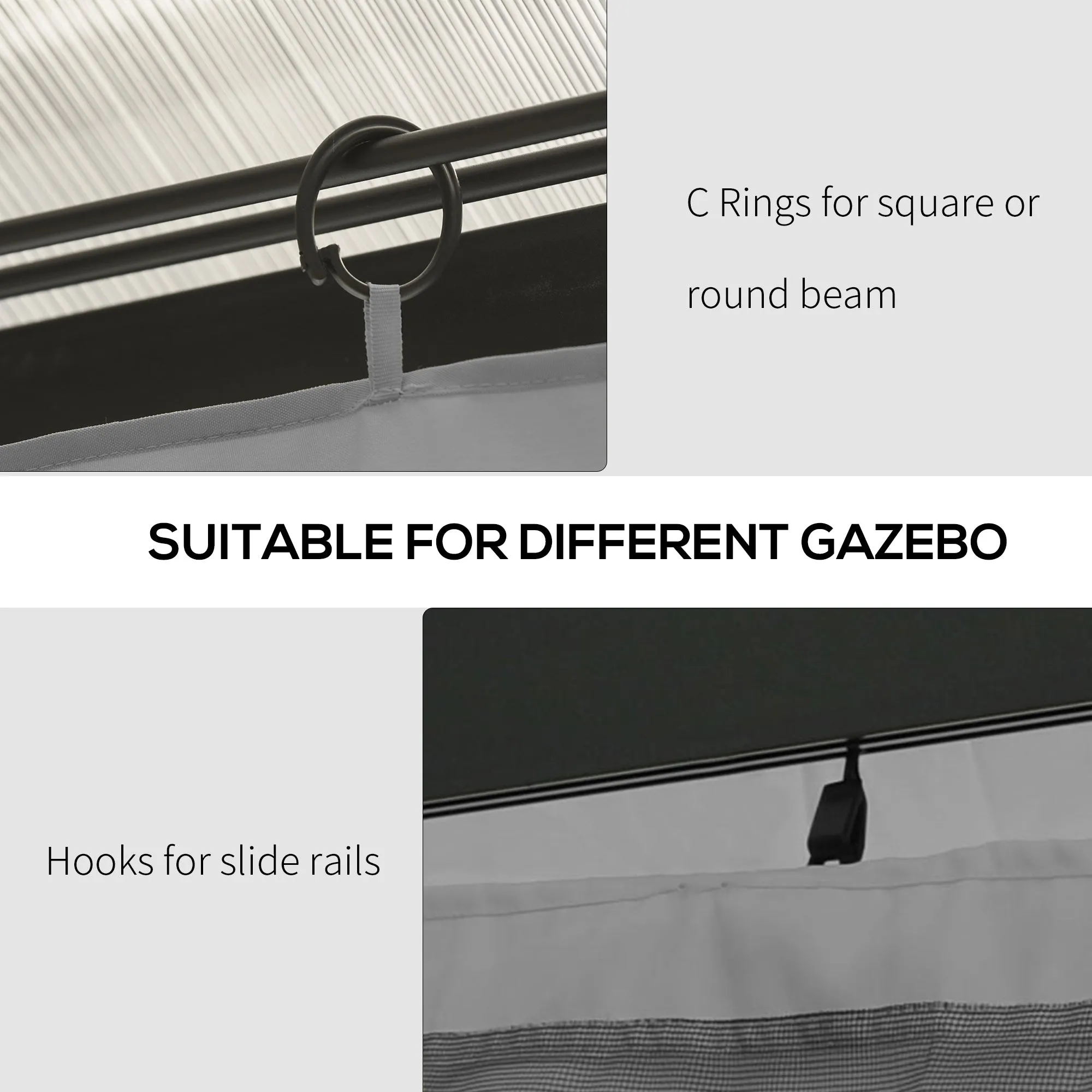4 Pack Universal Gazebo Replacement Sidewalls Privacy Panel for Most 3 x 4m Gazebo Canopy Pavillion Outdoor Shelter Curtains Grey