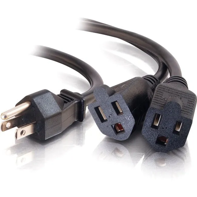 6Ft 16 Awg 1-To-2 Power Cord Splitter (1 Nema 5-15P To 2 Nema 5-15R) (Taa Compli