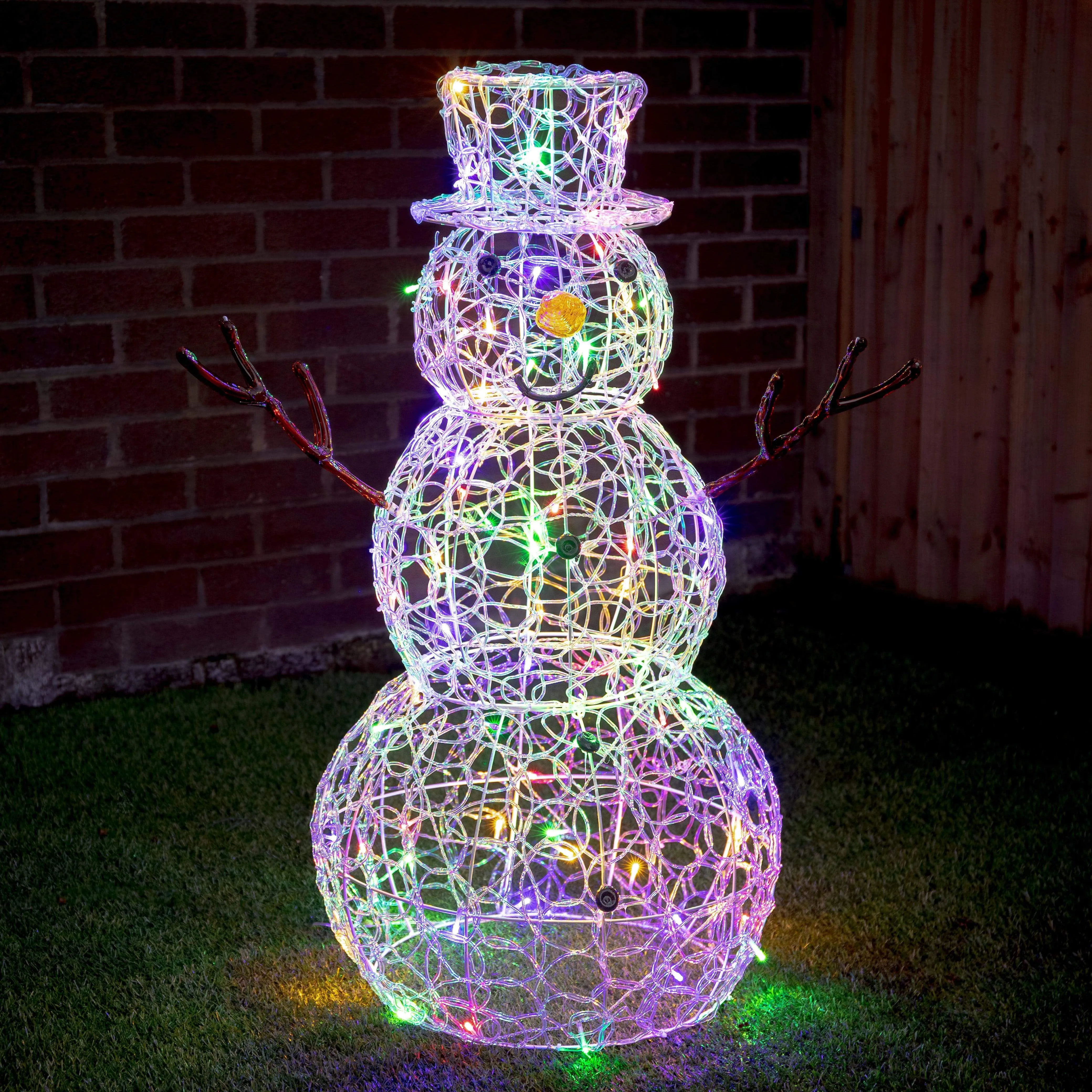 90cm Multicoloured LED Acrylic Snowman