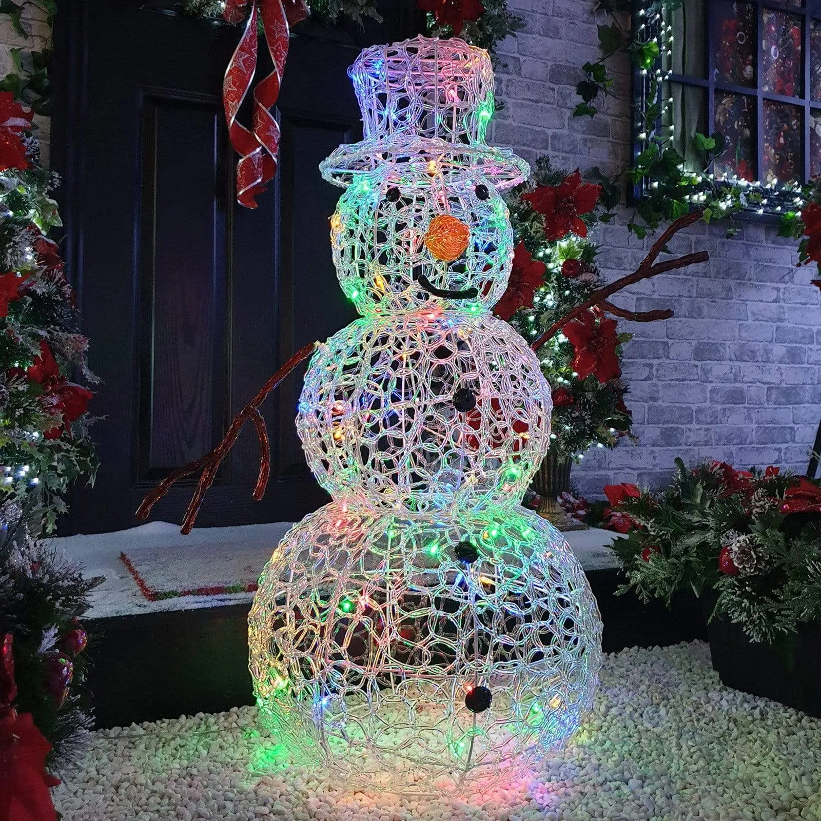 90cm Multicoloured LED Acrylic Snowman