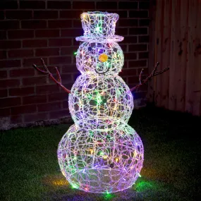90cm Multicoloured LED Acrylic Snowman