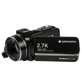 AGFAPHOTO Realimove (CC2700) 24MP Digital Video Camcorder Camera Recorder with 18x Optical Zoom, 2.7K Video Capture, 3" IPS Touch Screen Panel Display, Max 256GB Memory Storage Support for Photography Videography