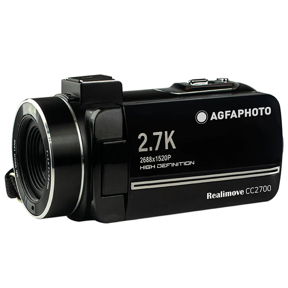 AGFAPHOTO Realimove (CC2700) 24MP Digital Video Camcorder Camera Recorder with 18x Optical Zoom, 2.7K Video Capture, 3" IPS Touch Screen Panel Display, Max 256GB Memory Storage Support for Photography Videography