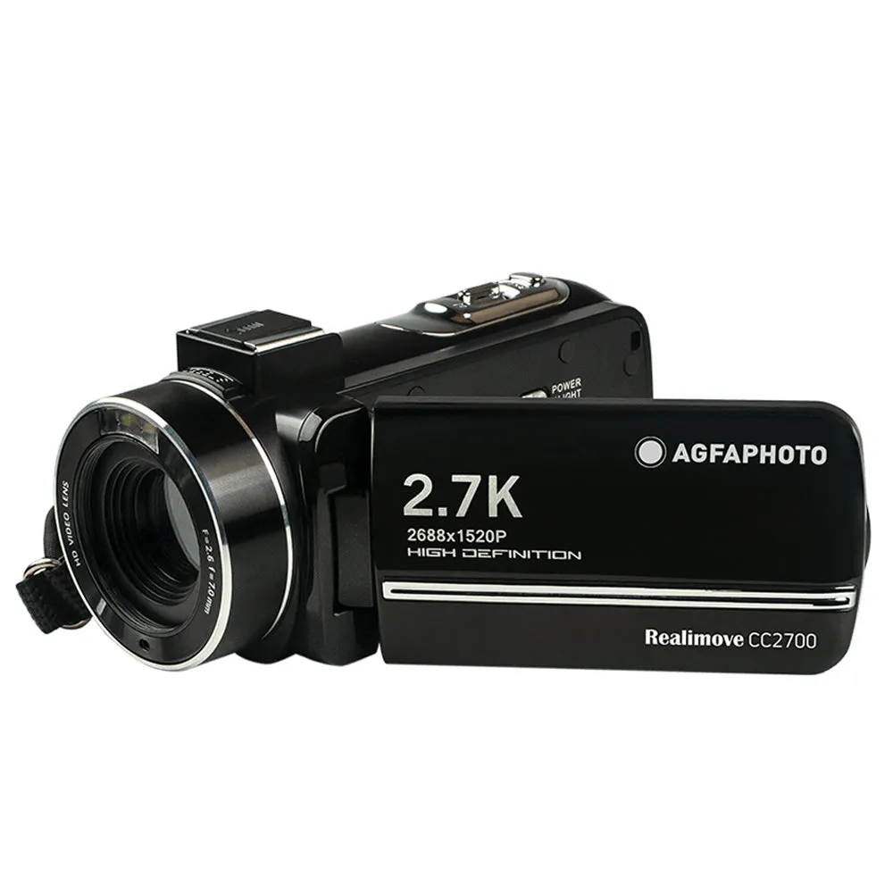 AGFAPHOTO Realimove (CC2700) 24MP Digital Video Camcorder Camera Recorder with 18x Optical Zoom, 2.7K Video Capture, 3" IPS Touch Screen Panel Display, Max 256GB Memory Storage Support for Photography Videography