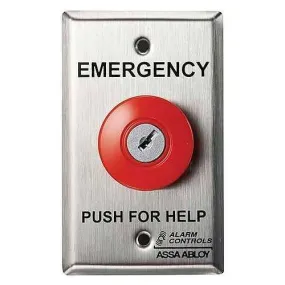 Alarm Controls KR-1-4-GR KR Series Latching Panic Station with Key Reset, 1 N/O Pair and 1 N/C Pair, Guard Ring, Red