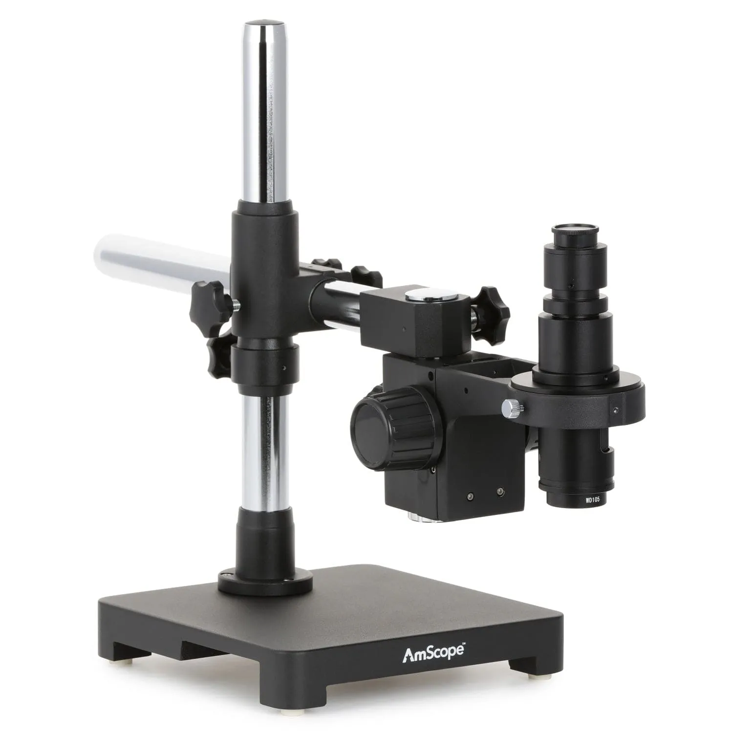 AmScope H800 Series Zoom Inspection Monocular Stereo Microscope 0.7X-5X Magnification with LED Ring Light on Single-Arm Boom-Stand   HDMI Camera