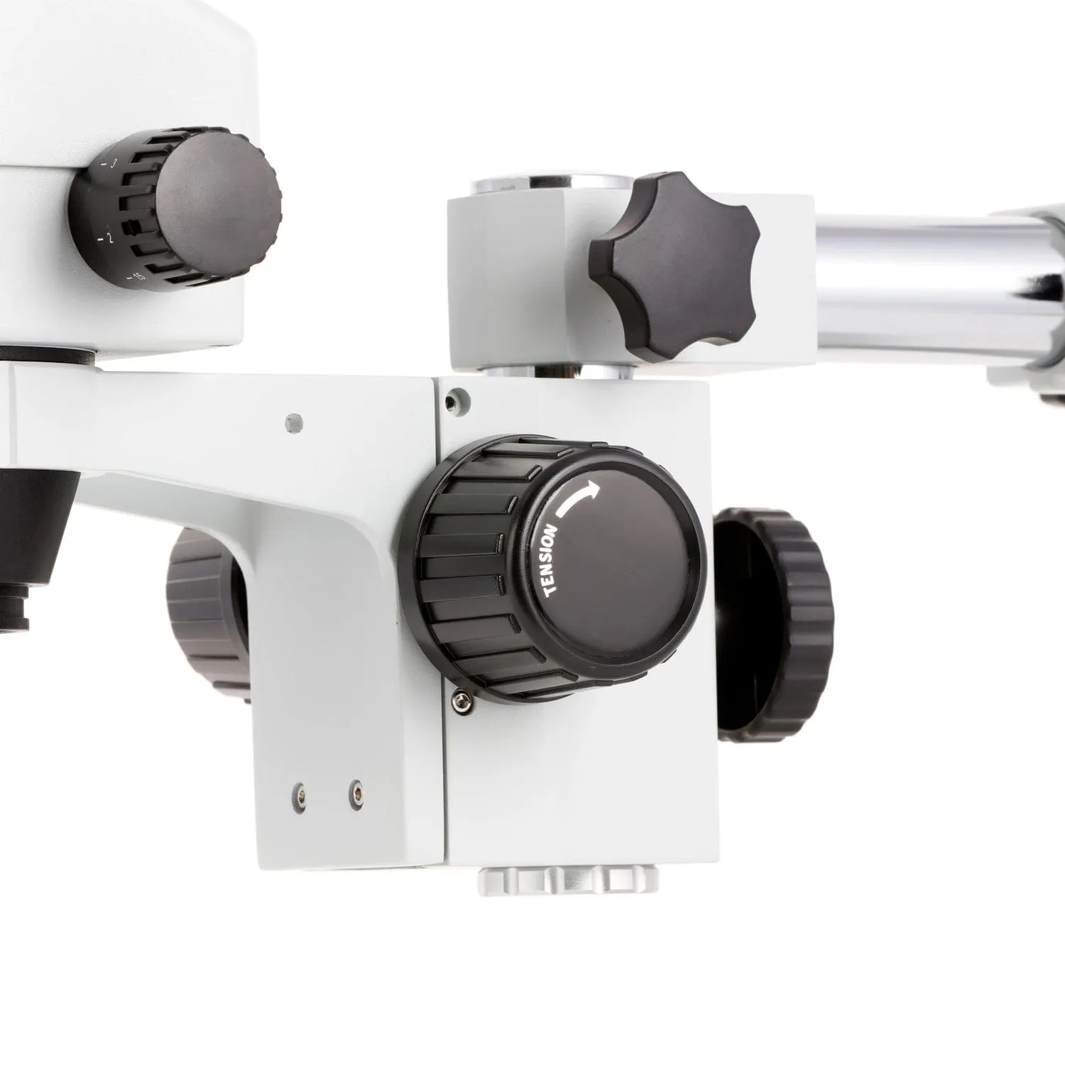 AmScope SM-3 Series Simul-Focal Zoom Trinocular Stereo Microscope with 8W Fluorescent Ring Light and Auto Focus Camera on Single Arm Boom Stand