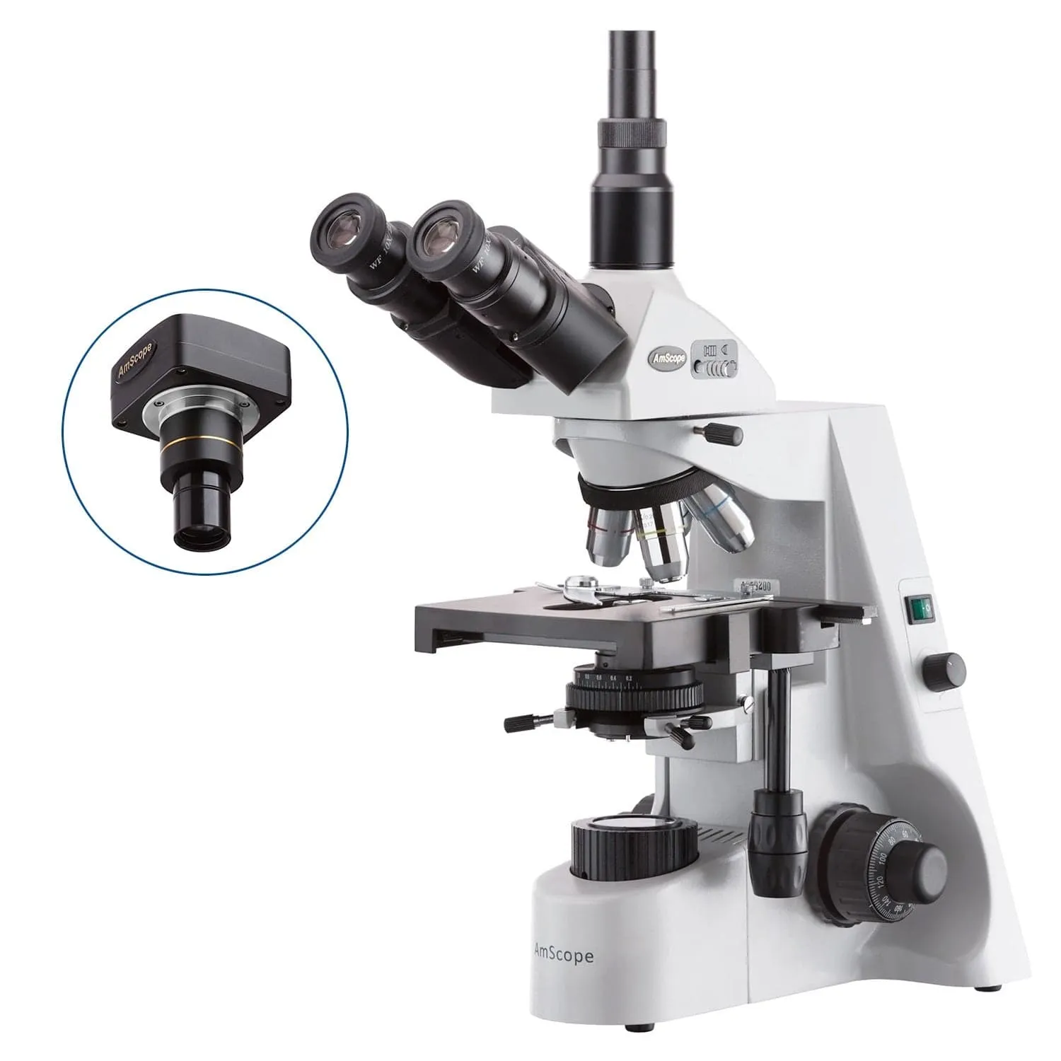 AmScope T660 Series Professional Biological Trinocular Compound Microscope with 20W Halogen Kohler Illumination, 3D Mechanical Stage and Optional Digital Camera