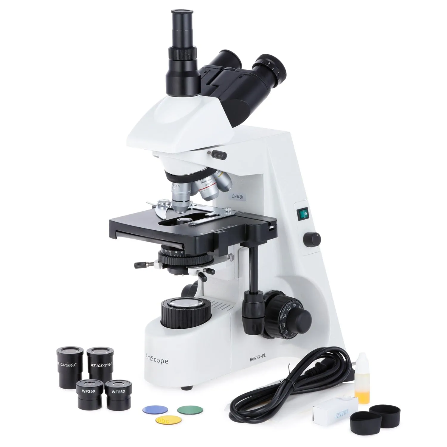 AmScope T660 Series Professional Trinocular Compound Microscope 40X-2000X Magnification with Plan Optics and Koehler Illumination