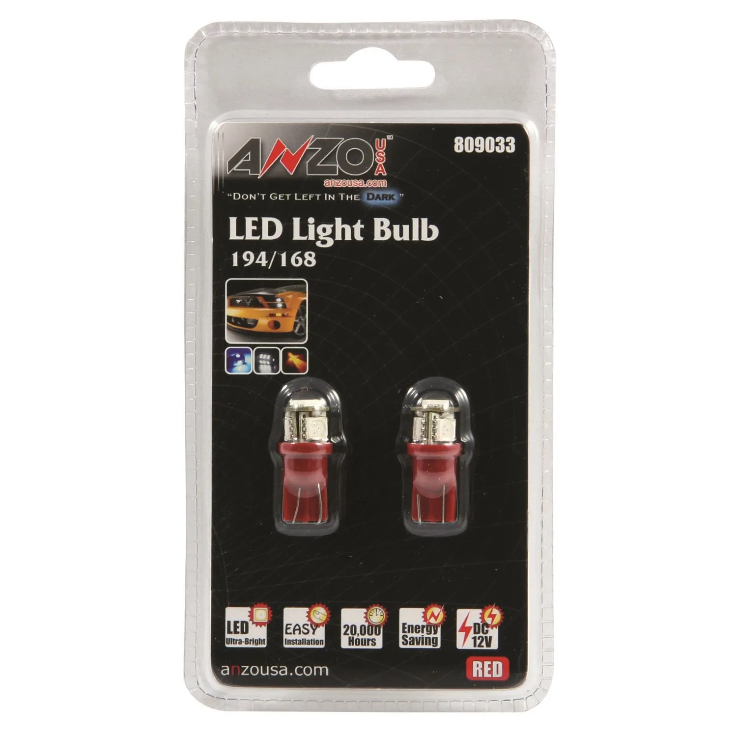 Anzo USA 809033 LED Replacement Bulb; 194/168; 4 LEDs; Red;