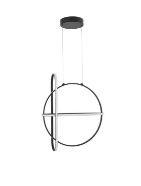 ART Matt Black Aluminium & Acrylic 3 Ring Pendant - ID 10087