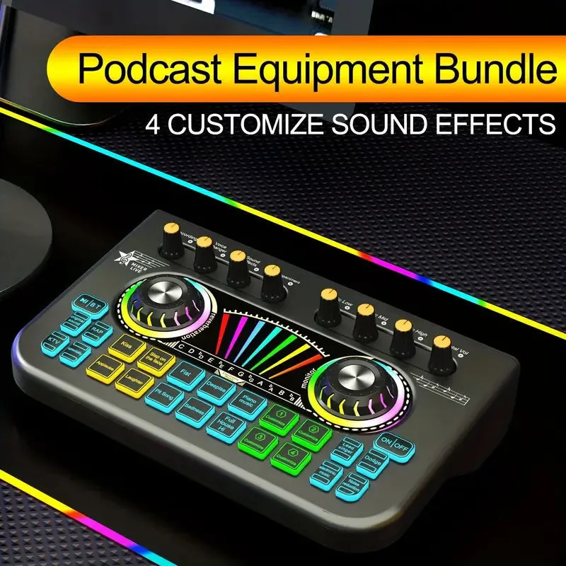 Audio Mixer, Live Sound Card And Audio Interface With DJ Mixer Effects And Voice Changer