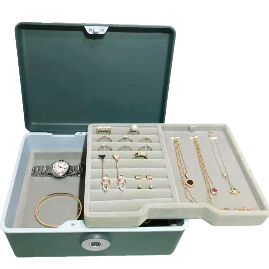 Biometric Fingerprint Safe Box Mini Safe Money Cash Jewelry Security Storage Box Household File Secret Hidden Safe Cosmetic Box