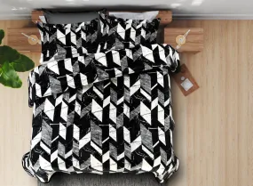 Black White Mix Arrow Design Lavante AC Double Ply Double Bed Flannel Blanket & Topsheet for Summers