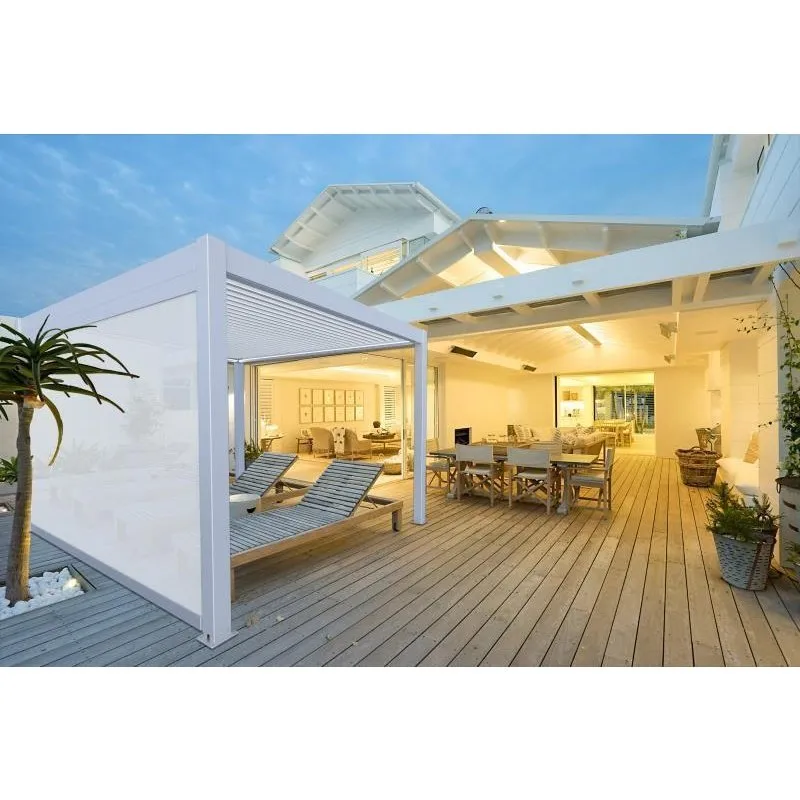 Bon Pergola Manual Wind Resistant Side Shade/Screen - Only for Villa Pergola (Add-on Only) - BP-MWRS-WH