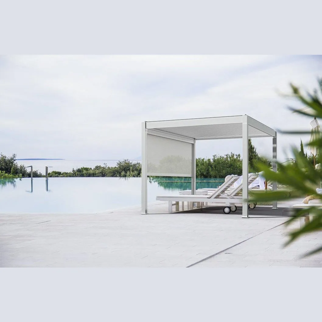 Bon Pergola Manual Wind Resistant Side Shade/Screen - Only for Villa Pergola (Add-on Only) - BP-MWRS-WH