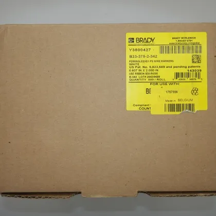 Brady 500/Roll 0.607 in x 2.000 in White Permasleeve Wire Markers B33-375-2-342