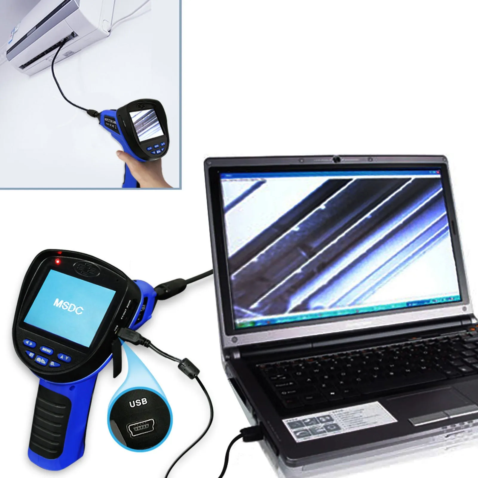 C0599E-5530L1 Industrial 3.5inch LCD 5.5mm Camera Video Inspection 6 LED Lights Borescope Endoscope