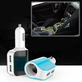 Color: Black - Twin Ports 3 In 1 USB Car Charger Black and White