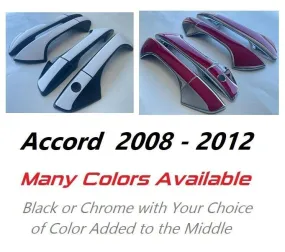 Custom Black OR Chrome Door Handle Overlays / Covers For 2008 - 2012 Honda Accord