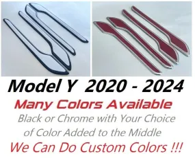 Custom Black OR Chrome Door Handle Overlays / Covers For 2020 - 2024 Tesla Model Y