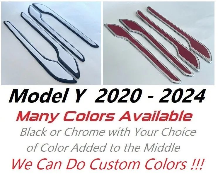 Custom Black OR Chrome Door Handle Overlays / Covers For 2020 - 2024 Tesla Model Y