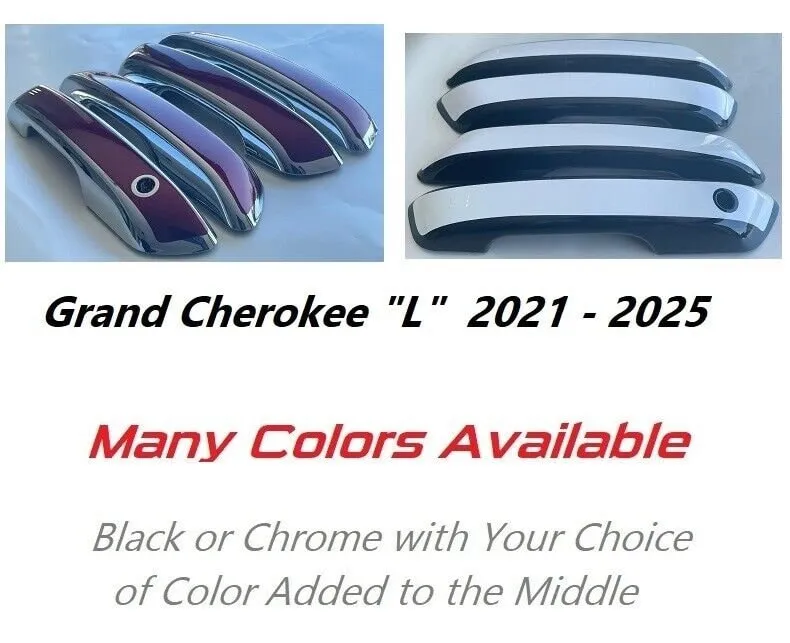 Custom Black OR Chrome Door Handle Overlays / Covers For 2021 - 2025 Jeep Grand Cherokee "L"