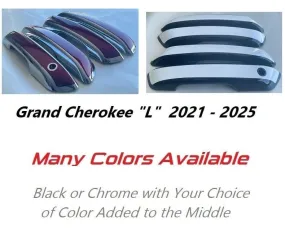 Custom Black OR Chrome Door Handle Overlays / Covers For 2021 - 2025 Jeep Grand Cherokee "L"