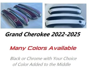 Custom Black OR Chrome Door Handle Overlays / Covers For 2022 - 2025 Jeep Grand Cherokee