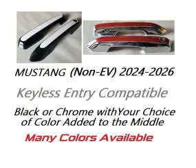 Custom Chrome or Black Door Handle Overlays For the 2024 - 2026 Ford Mustang - You Choose the Color of the Middle Insert