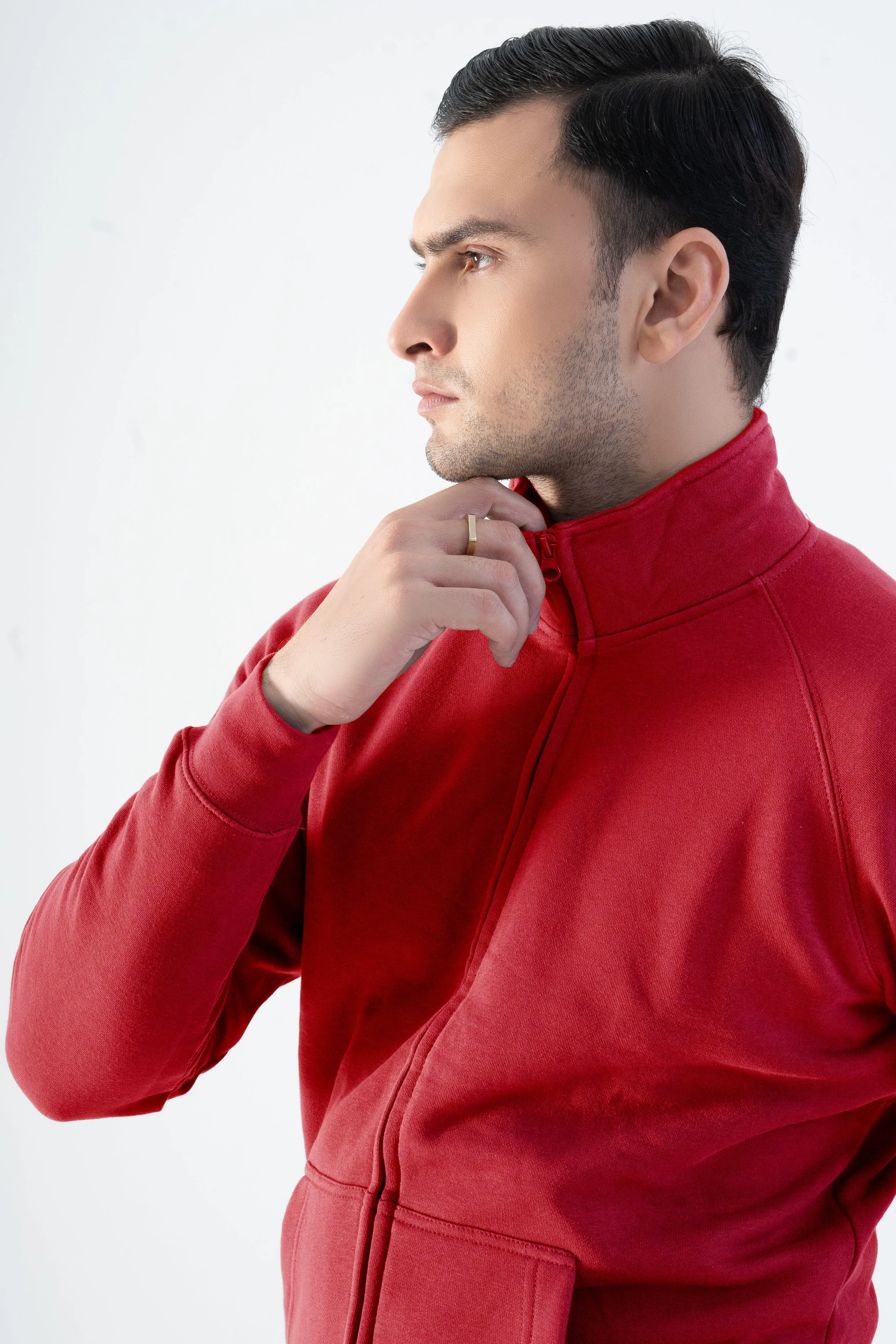 Cut Label Men's High Collar Fleece Minor Fault Zipper Jacket
