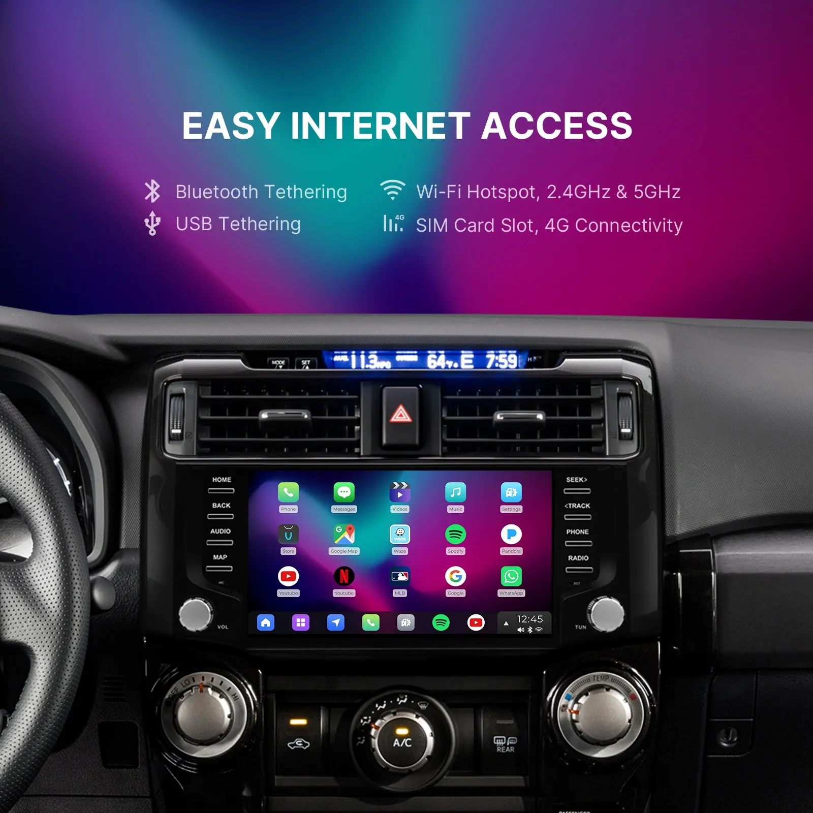 Dasaita Vivid13 Car Stereo for Toyota 4Runner 2010-2023 Black Wireless Carplay & Android Auto Car Radio | Qualcomm 665 | 9" QLED Screen | Wifi 4G LTE | 8G 256G | DTS|GPS Navigation Head Unit | Optical Output