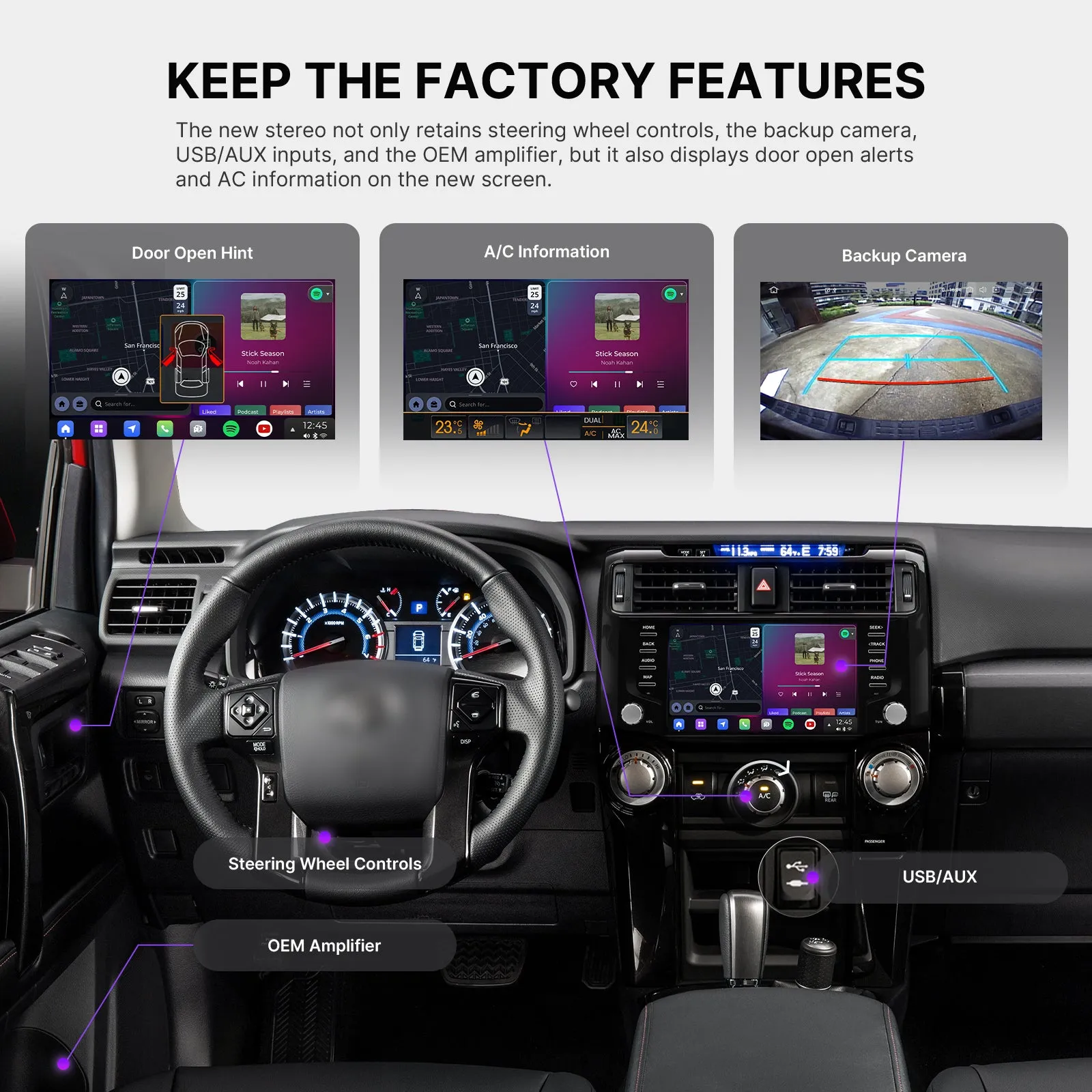 Dasaita Vivid13 Car Stereo for Toyota 4Runner 2010-2023 Black Wireless Carplay & Android Auto Car Radio | Qualcomm 665 | 9" QLED Screen | Wifi 4G LTE | 8G 256G | DTS|GPS Navigation Head Unit | Optical Output