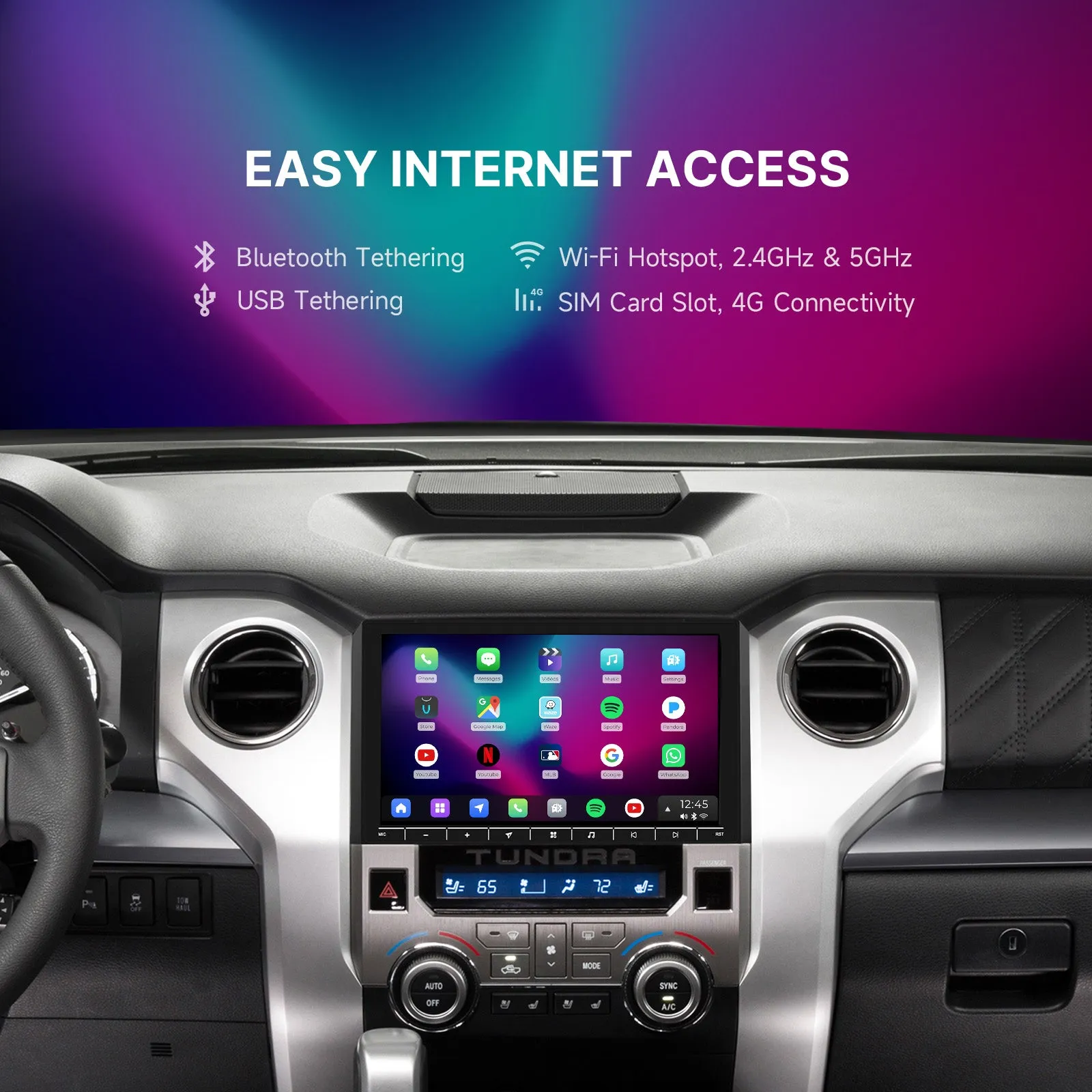 Dasaita Vivid13 Car Stereo for Toyota Tundra 2014-2021 Wireless Carplay & Android Auto Car Radio | Qualcomm 665 | 10.2" QLED Screen | Wifi 4G LTE | 8G 256G | DTS|GPS Navigation Head Unit | Optical Output