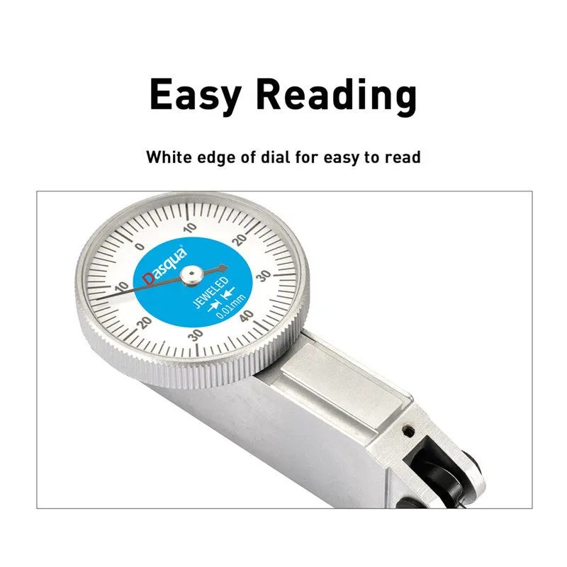 DASQUA High Precision Satin Chorme-Finished Dial Test Indicator With Calibration Certificate