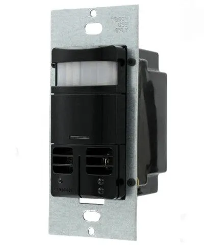 Dual-Relay Decora Wall Switch, Multi-Technology Occupancy Sensor, Black, OSSMD-MDE