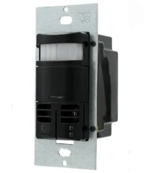 Dual-Relay Decora Wall Switch, Multi-Technology Occupancy Sensor, Black, OSSMD-MDE