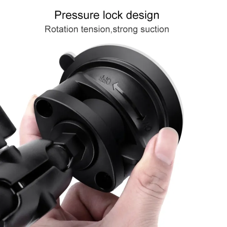 Dual Suction Cup Mount Holder with Tripod Adapter & Steel Tether & Safety Buckle (Black)