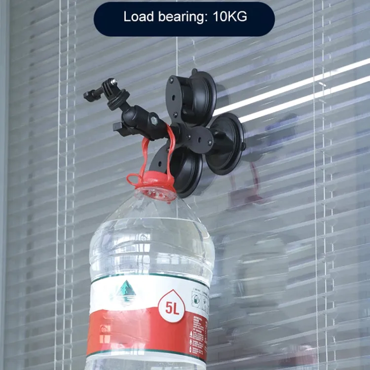 Dual Suction Cup Mount Holder with Tripod Adapter & Steel Tether & Safety Buckle (Black)