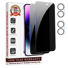 Entronix 4-Pack for Apple iPhone 16, 2 Anti-Spy Privacy Tempered Glass Screen Protectors & 2 Camera Lens Protectors