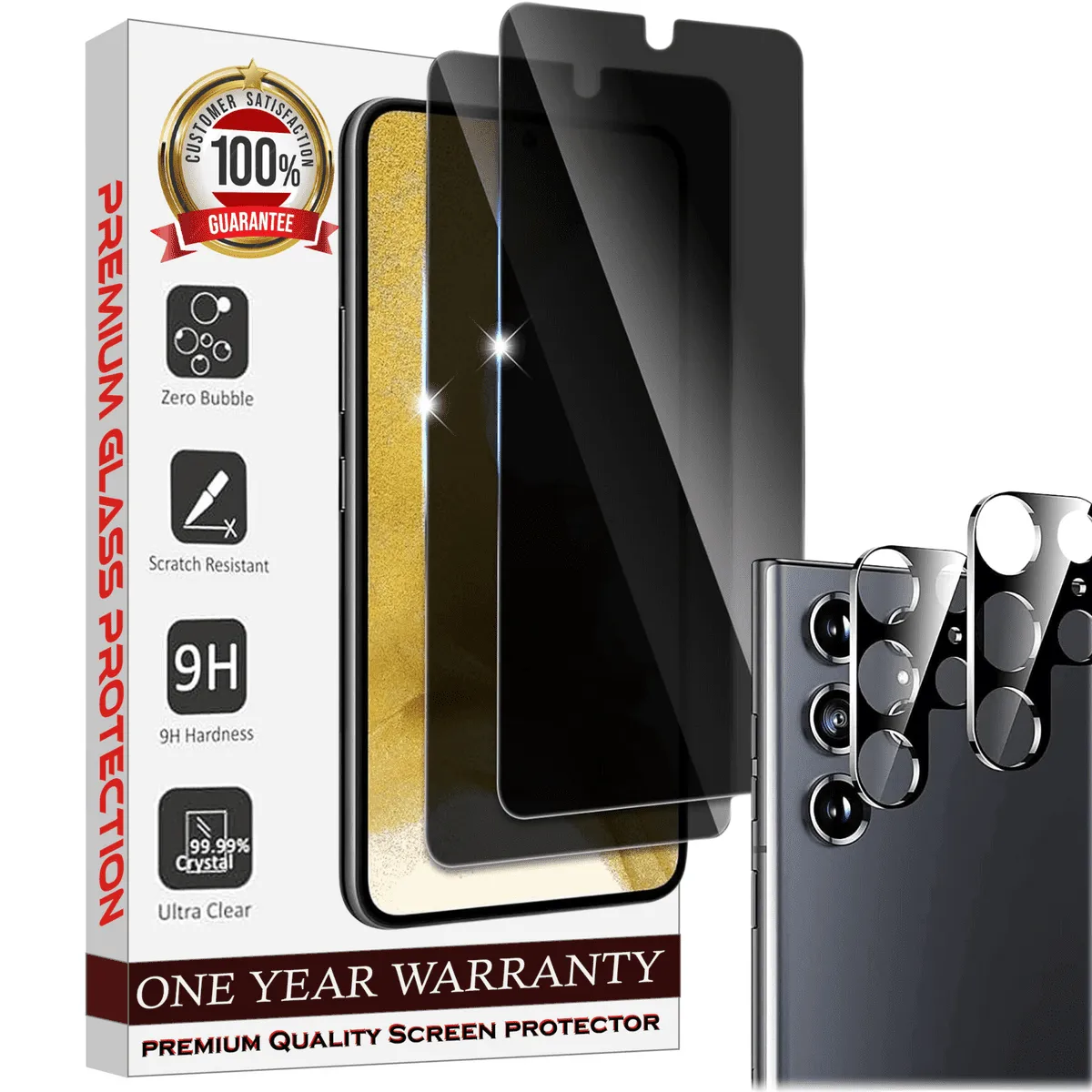 Entronix Case Privacy Screen Protector for Samsung Galaxy S22 Ultra with Camera Lens [2 2], Anti-Spy Tempered Film