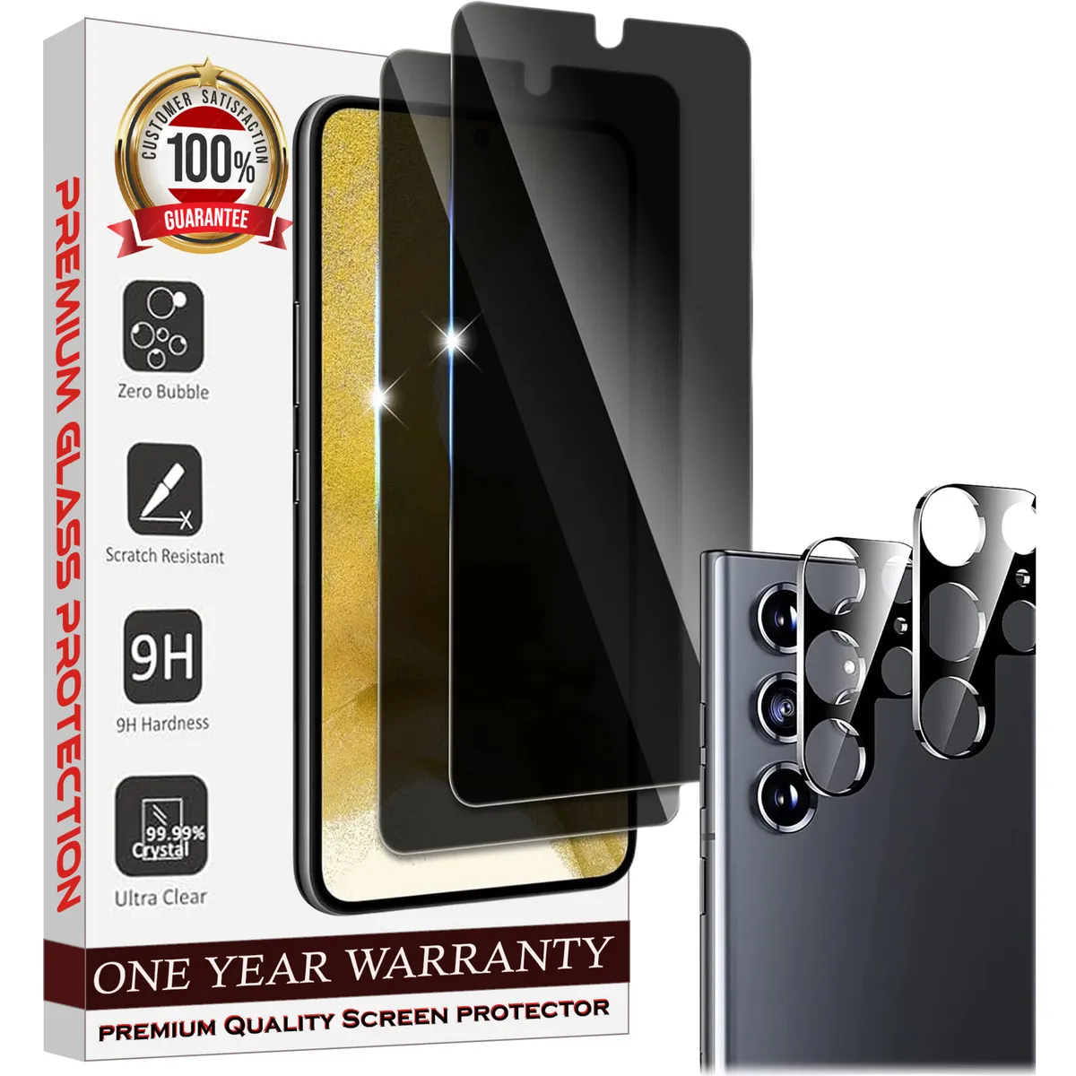 Entronix Case Privacy Screen Protector for Samsung Galaxy S22 Ultra with Camera Lens [2 2], Anti-Spy Tempered Film