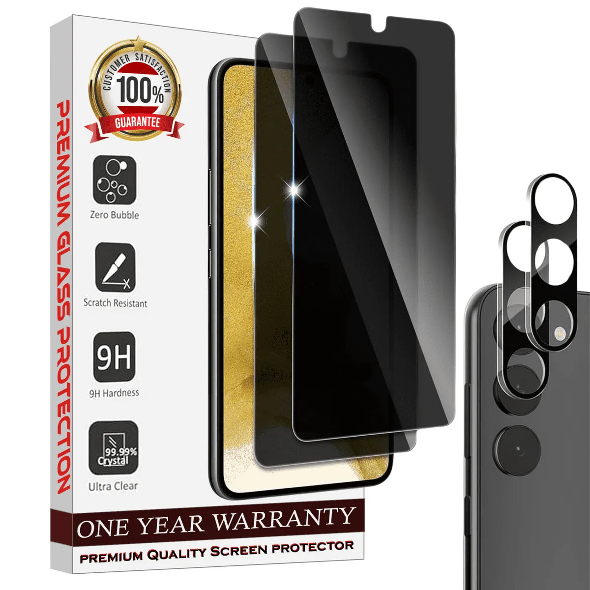 Entronix Case Privacy Screen Protector for Samsung Galaxy S24 Plus with Camera Lens [2 2], Anti-Spy Tempered Film