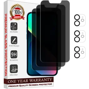 Entronix Case Screen Protector Bundle with Camera Cover Designed for Apple iPhone 12 Privacy 9H Hardness,Bubble Free Easy Install, 3 PACK