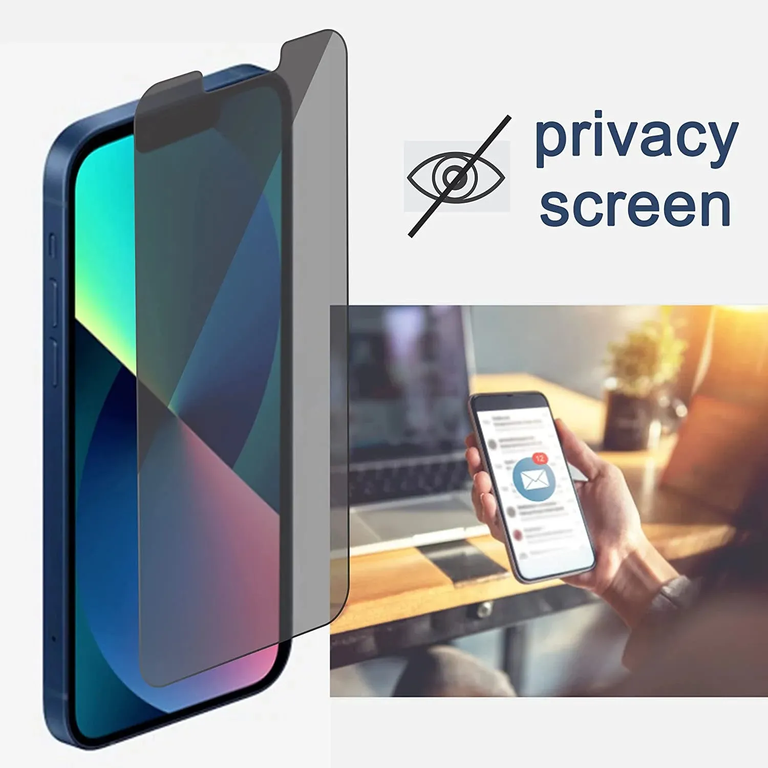 Entronix Case Screen Protector Bundle with Camera Cover Designed for Apple iPhone 13 Privacy 9H Hardness,Bubble Free Easy Install, 3 PACK