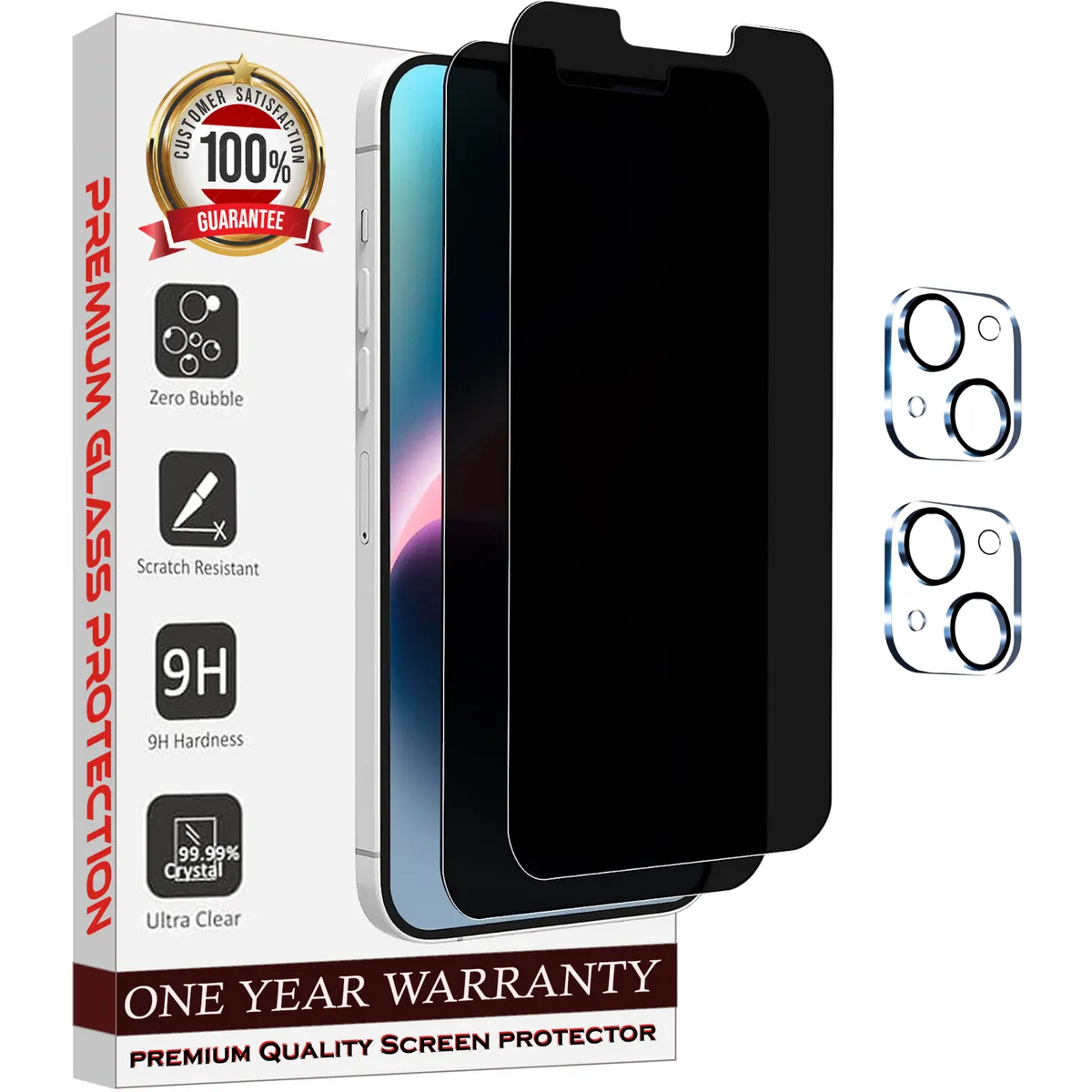 Entronix Case Screen Protector Bundle with Camera Cover Designed for Apple iPhone 13 Privacy 9H Hardness,Bubble Free Easy Install,2 PACK